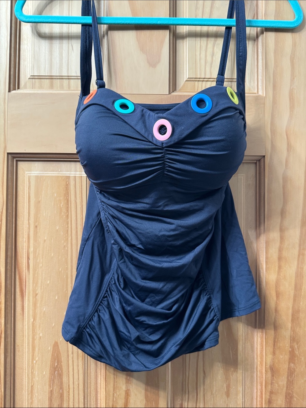 Bleu Rod Beattie Black Swim Tankini with Multicolor Eyelet Accents